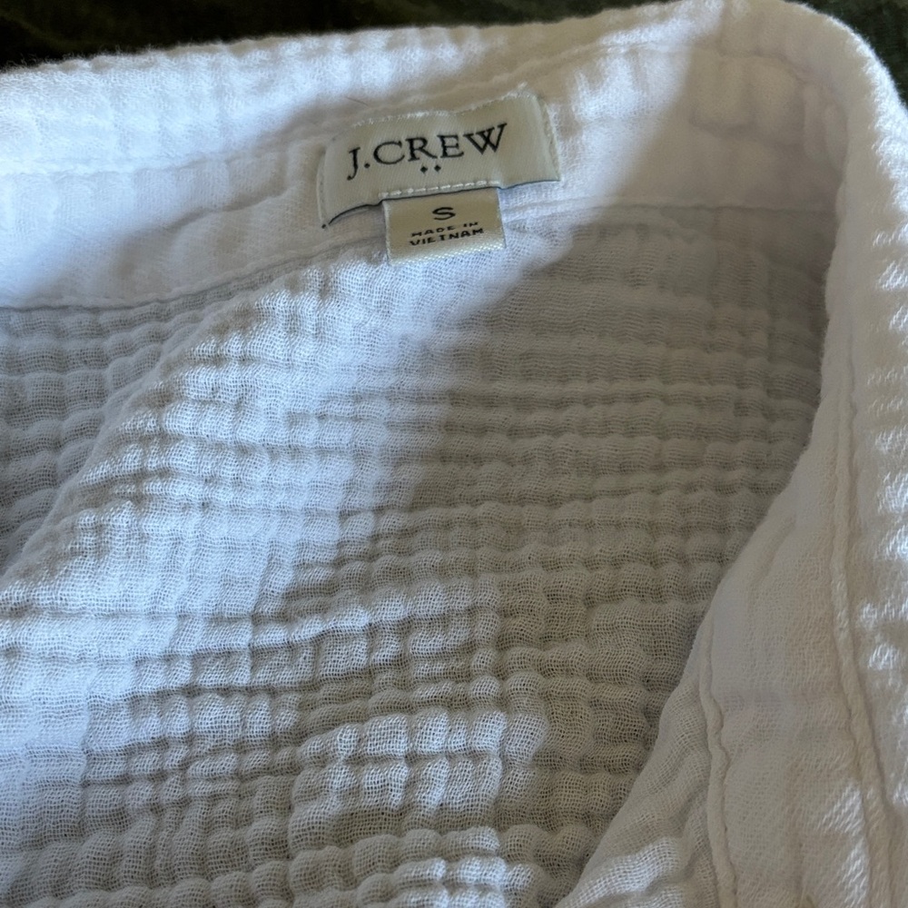 J. Crew White Waffle Weave Top